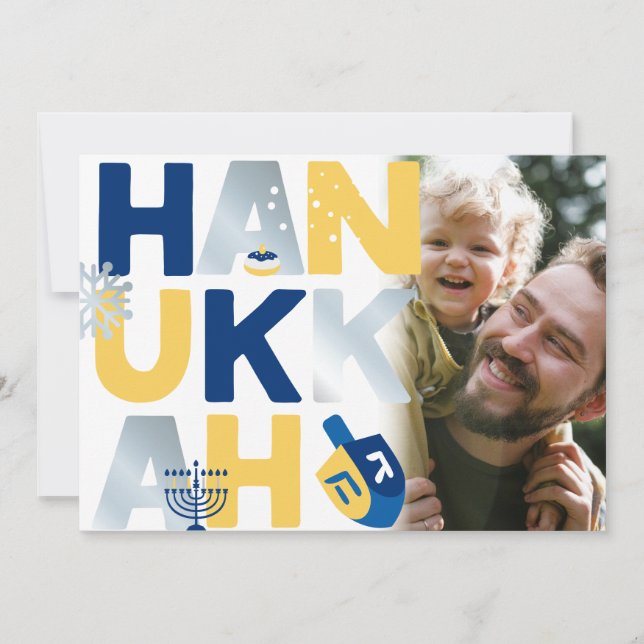 Photo HANUKKAH Menorah Dreidel Greeting Card (Framsida)