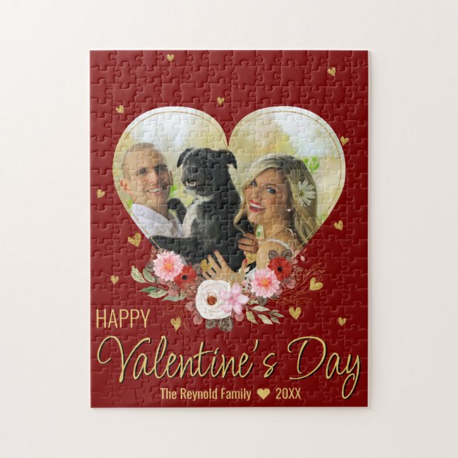 Photo Heart Glitter Heart Valentine Day Red Pussel (Vertikal)