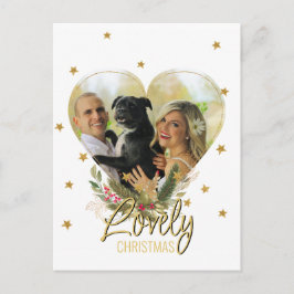 Photo Heart Guld Glitter Stars Uppfriskande jul Helg Vykort