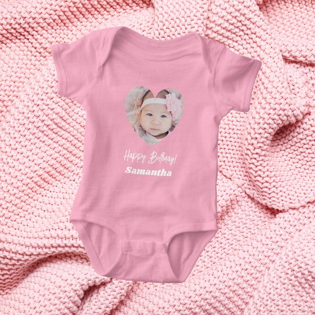 Photo heart name birthday girl pink t shirt (Skapare uppladdad)