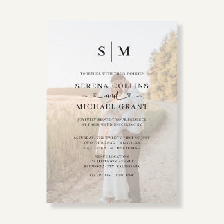 Photo Heart Script QR Code Wedding Inbjudningar