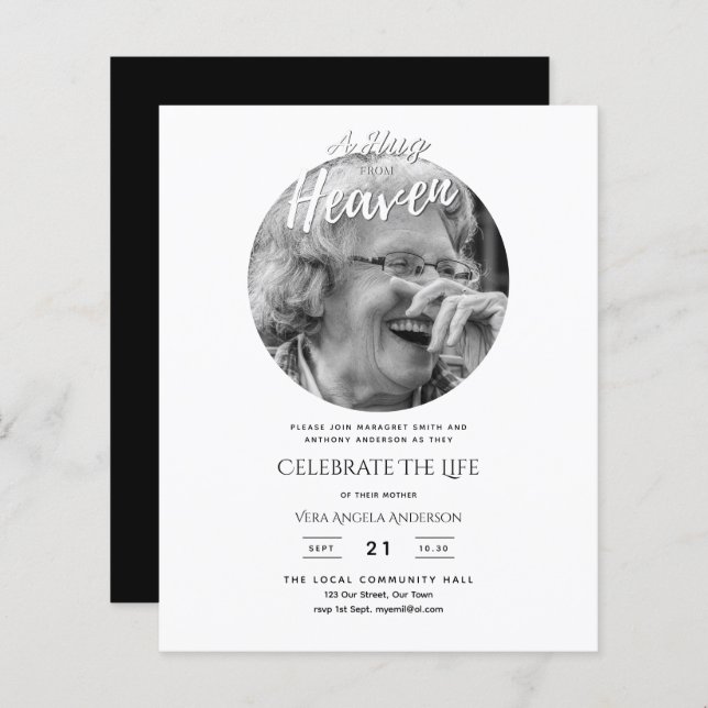 PHOTO Heaven Dikt Firande of Life Funeral (Fram/baksida)