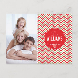 PHOTO HELGDAG CARD CHevron glitter blek guld red Helg Vykort