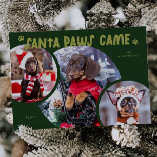 Photo Helgdag Card för Santa Tassar Grönt Hund Julkort