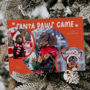 Photo Helgdag Card för Santa Tassar Retro Red Hund Julkort