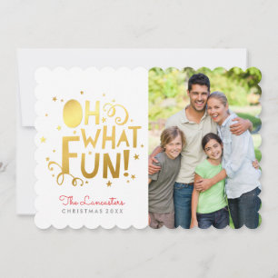 PHOTO HELGDAG CARD roligt Festive guld, vilken rol Julkort
