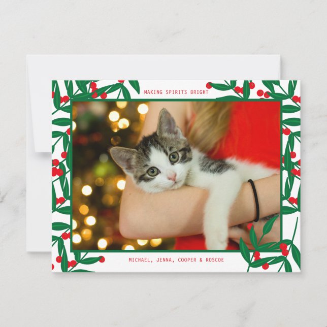 PHOTO HELGDAG | Jul Holly & Berries Noel Julkort (Framsida)