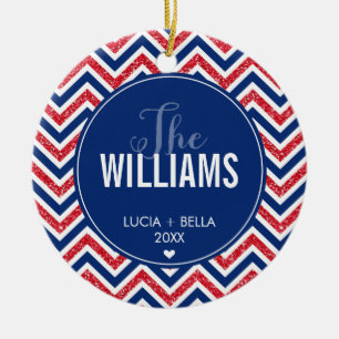 PHOTO HELGDAG ORNAMENT CHevron glitter red marin