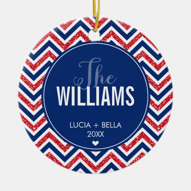 PHOTO HELGDAG ORNAMENT CHevron glitter red marin (Framsidan)