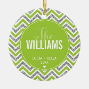 PHOTO HELGDAG ORNAMENT CHevron glitter silver lime