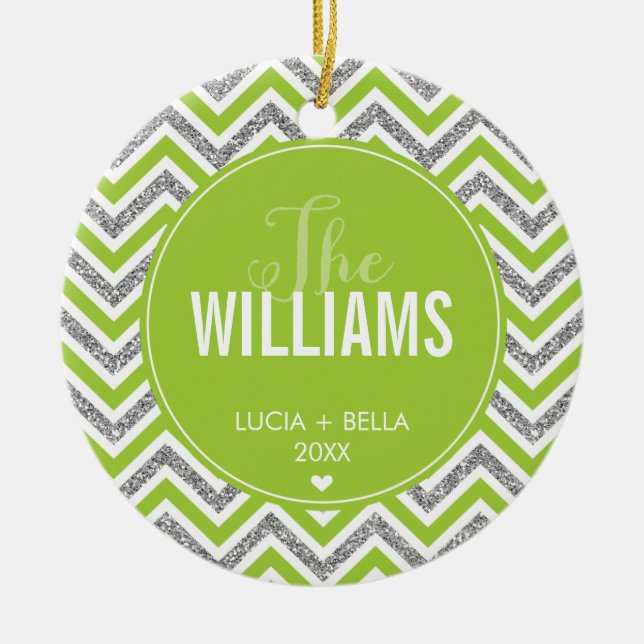 PHOTO HELGDAG ORNAMENT CHevron glitter silver lime (Framsidan)
