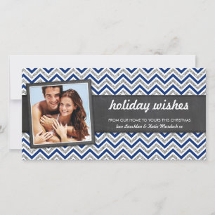 PHOTO HELGDAG retro chevron silver glitter Julkort
