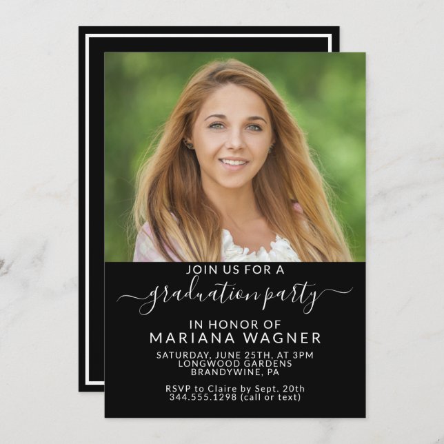 Photo High School-Studentfest Inbjudningar (Fram/baksida)