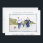 PHOTO HOLIDAY CARD | Coastal Beach Christmas Julkort<br><div class="desc">Warm Holiday Wishes - fun way to send greetings for the holidays for ocean lovers everywhere! This understated, simple, and modern ocean blue and white themed watercolor frame is tropical and whimsical and perfect for a warm weather Christmas or vacation memories. Just personalize your names and you have your own...</div>