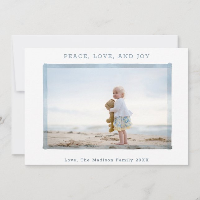 PHOTO HOLIDAY CARD | Coastal Beach Peace Love Joy Julkort (Framsida)