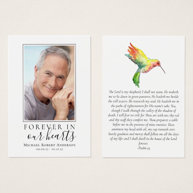 Photo Hummingbird Prayer Card Visitkort (Framsida & baksida)