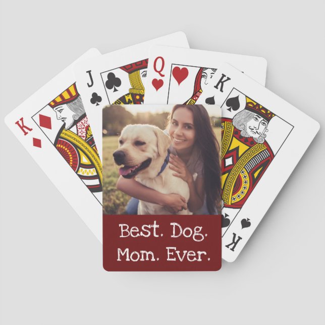 Photo Hund Personlig Bästa Hund Mamma någonsin Röd Casinokort (Baksidan)