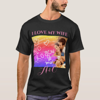 Photo I Kärlek Min fru XOXO Rainbow Watercolor T Shirt