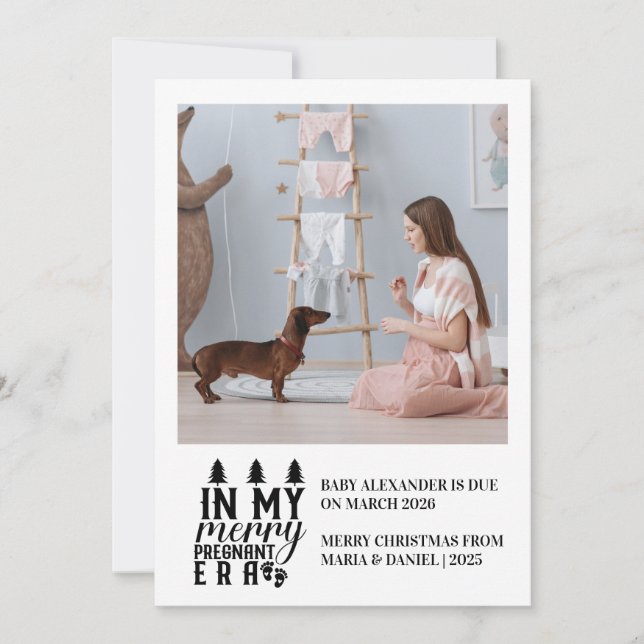 Photo In My Merry Pregnant Era Christmas Julkort (Framsida)