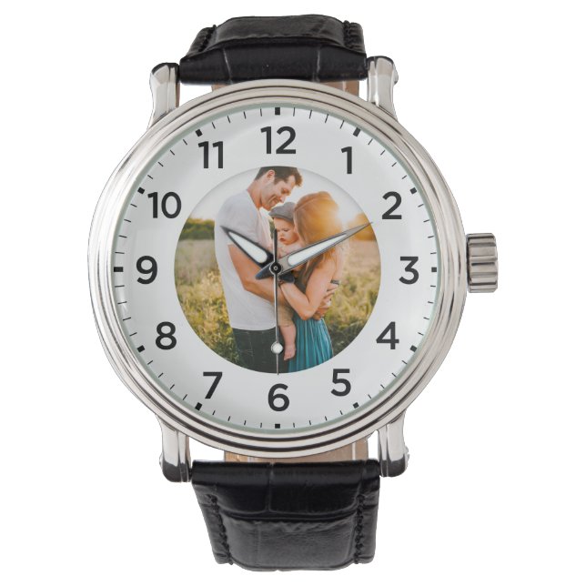 Photo Inlay Personlig Leather Watch Armbandsur (Framsida)