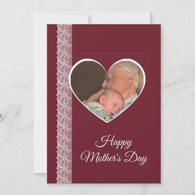 Photo inside Heart image with lace border Kort (Framsida)