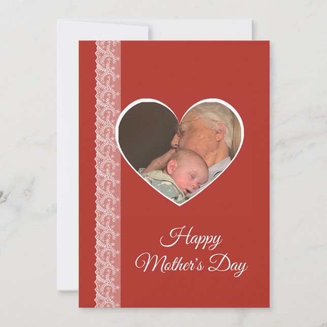 Photo inside Heart image with lace border Kort (Framsida)