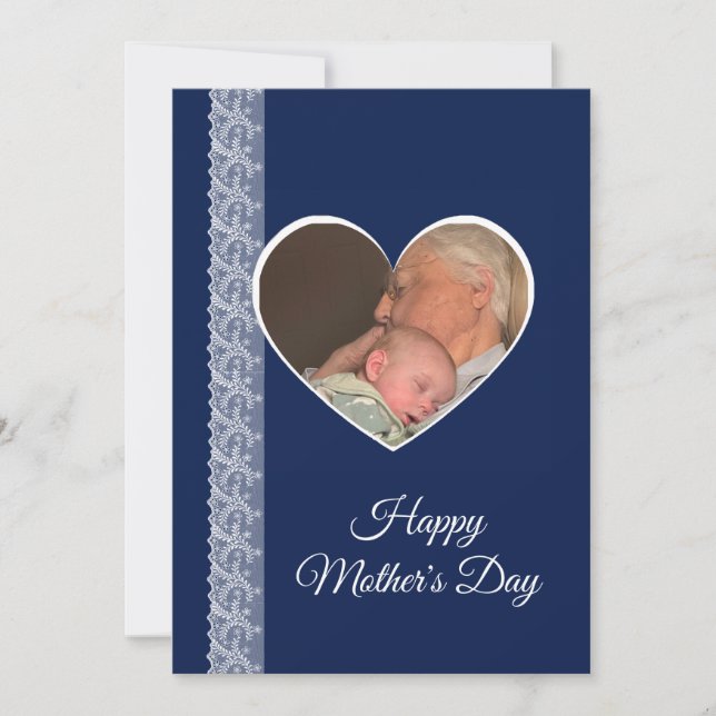 Photo inside Heart image with lace border Kort (Framsida)