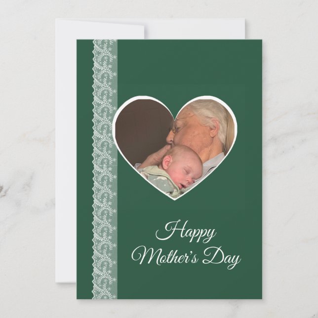 Photo inside Heart image with lace border Kort (Framsida)