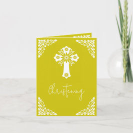 Photo Invitation For Christening Cross Yellow Helgkort