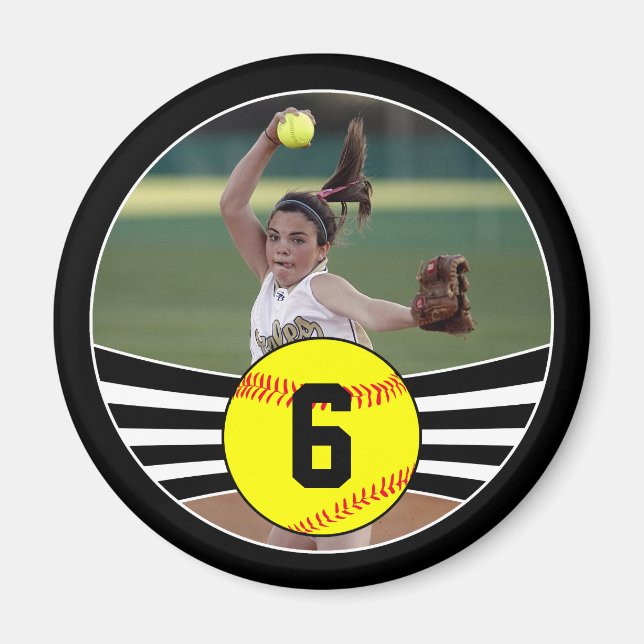 Photo & Jersey Number Fastpitch Softball Magnet (Framsidan)