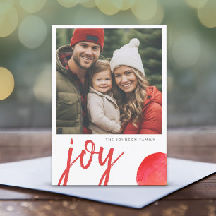 Photo Joy God jul minimal Red Watercolor Julkort