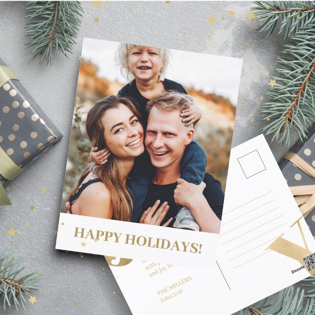 Photo Joy Jul Helgdag Faith Scripture Led Vykort (Skapare uppladdad)