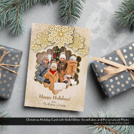 Photo jul Guld Glitter Snowflake Photo Julkort