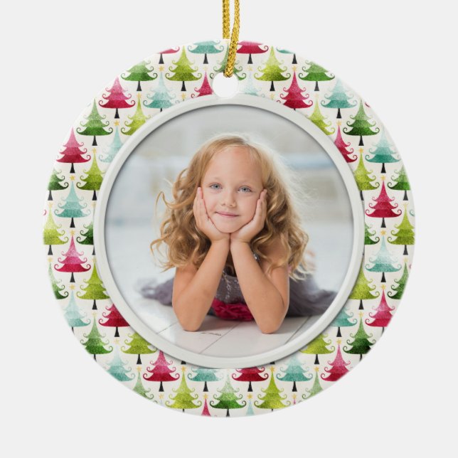 Photo jul Helgdag Multifärgad Photo Julgransprydnad Keramik (Framsidan)