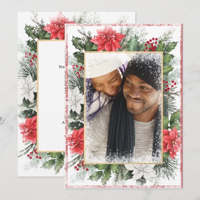 Photo jul Julafton Helgdag Snö Card Julkort (Fram/baksida)