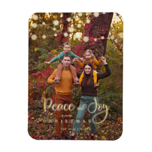 Photo jul Ljus Peace Joy Whimsical Script Magnet