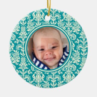 Photo Jul Ornament-Blue & White Damasks Julgransprydnad Keramik