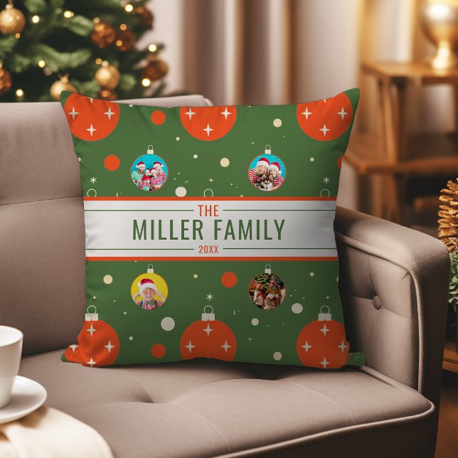 Photo jul Ornament Kudde (Photo Christmas Ornament Throw Pillow)