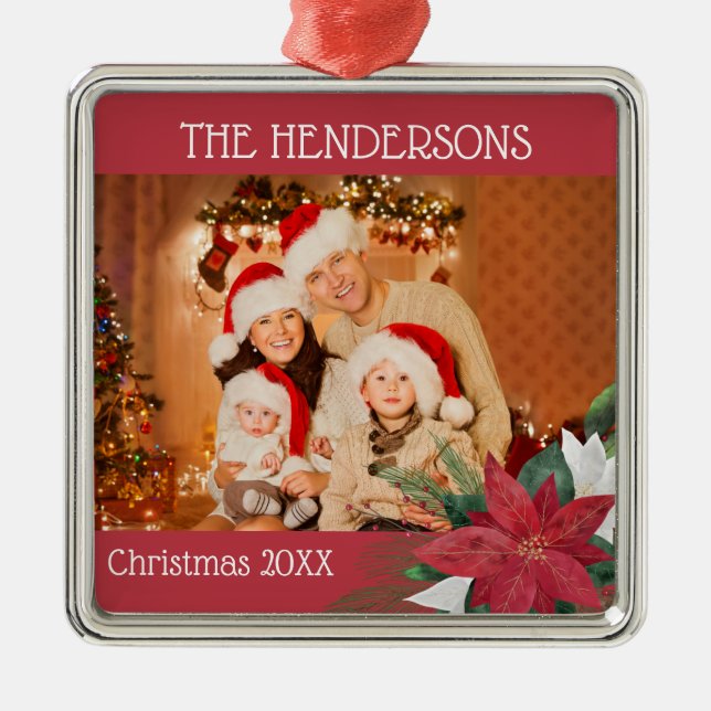 Photo jul Poinsettia Julgransprydnad Metall (Framsidan)