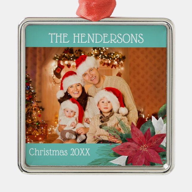 Photo jul Poinsettia Julgransprydnad Metall (Framsidan)