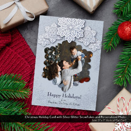Photo jul Silver Glitter Snowflake Photo Julkort