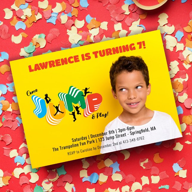 Photo Jump Play Trampoline Park Party födelsedag Inbjudningar (Photo Jump Play Trampoline Park Party Birthday Invitation)