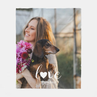 Photo Kärlek Heart Personlig Namn Djurälskare Fleecefilt