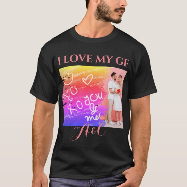 Photo Kärlek My Girl Friend XOXO Rainbow Watercolo T Shirt (Framsida)