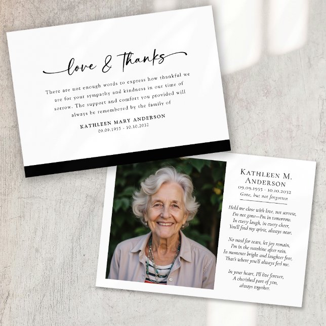 Photo Kärlek och tack Script Funeral Kort (Skapare uppladdad)
