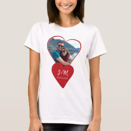 Photo kärlek par initialer Red Hjärt Valentine T Shirt
