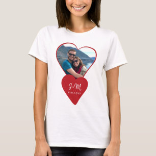 Photo kärlek par initialer Red Hjärt Valentine T Shirt