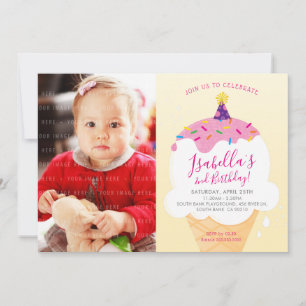 PHOTO KIDS PARTY INBJUDAN retro glass cone