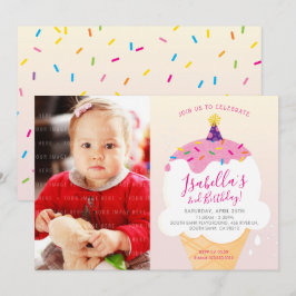 PHOTO KIDS PARTY INBJUDAN retro glass rosa