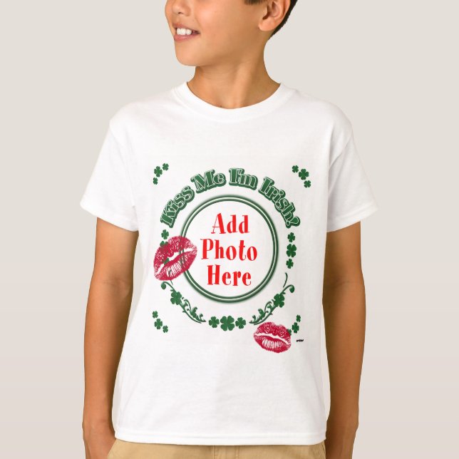 PHOTO Kiss Me Jag är irländsk - Grönt Circle Kiss  T-shirt (Framsida)